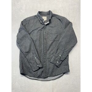 American Eagle Mens Classic Fit Button Down Shirt Grey Micro Dot Print MEDIUM